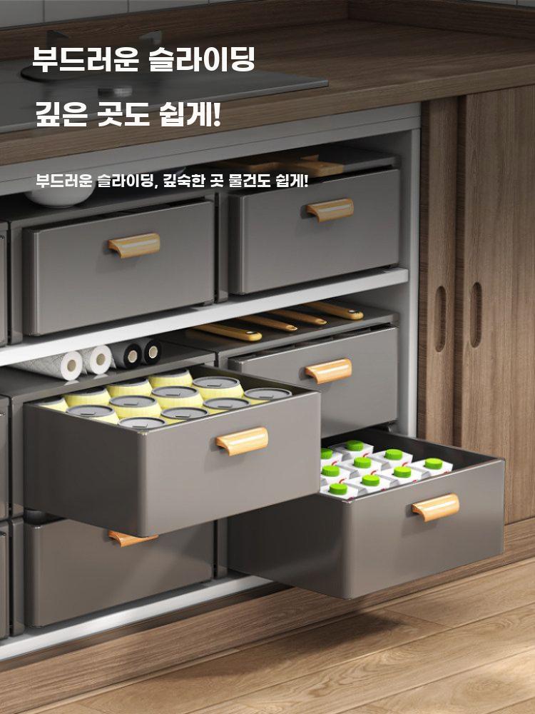 무설치 주방 싱크대 슬라이드 수납랙 다층 정리함 - 상세 이미지 4