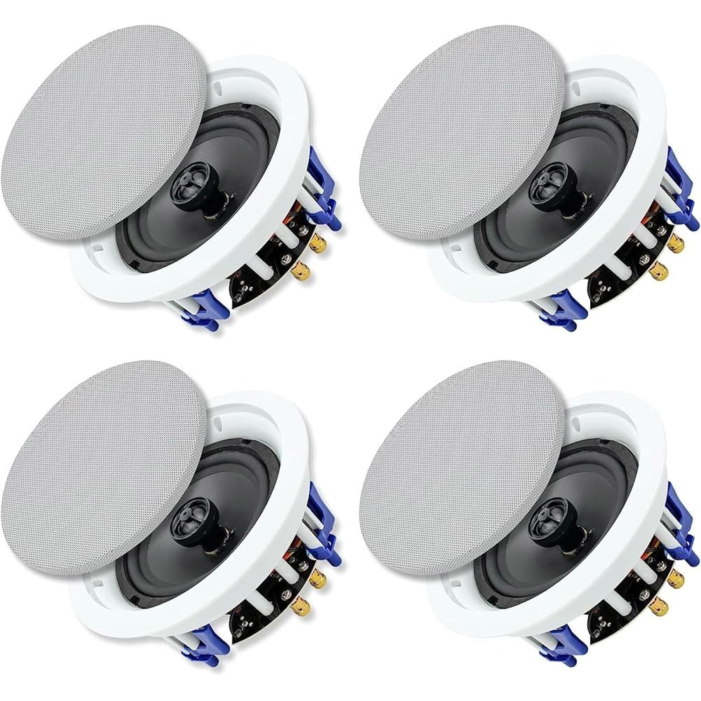 Herdio 6.5인치 640와트 천장 스피커 2방향 플러시 마운트 패시브 사무실, 주방, 거실, 욕실(4개 스피커) - 상품 이미지