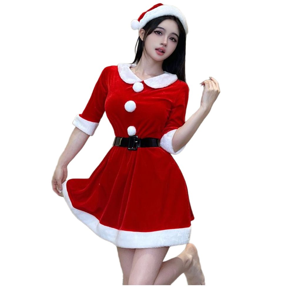 산타 의상 크리스마스 유니폼 공연 파티복 드레스 - 상품 이미지