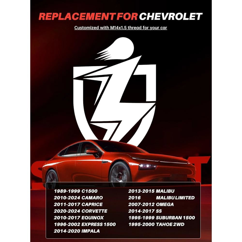 Sposuit M14x1.5 러그 너트 - 트래버스, Avalanche 2007-2013 오픈 콜로라도, 교체용 쉐보레 2015-2024 PC) 실버라도 크롬 2001-2024 - 상세 이미지 3