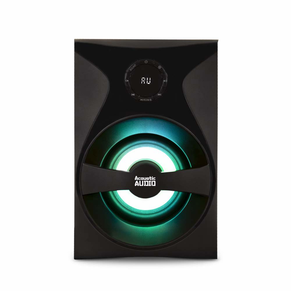 골드우드 블루투스 2.1 서라운드 사운드 시스템, LED 조명 디스플레이, FM 튜너, USB/SD 카드 입력 - 멀티미디어 PC 스피커 세트, 리모컨 포함 AA2400 블랙 - 상세 이미지 3