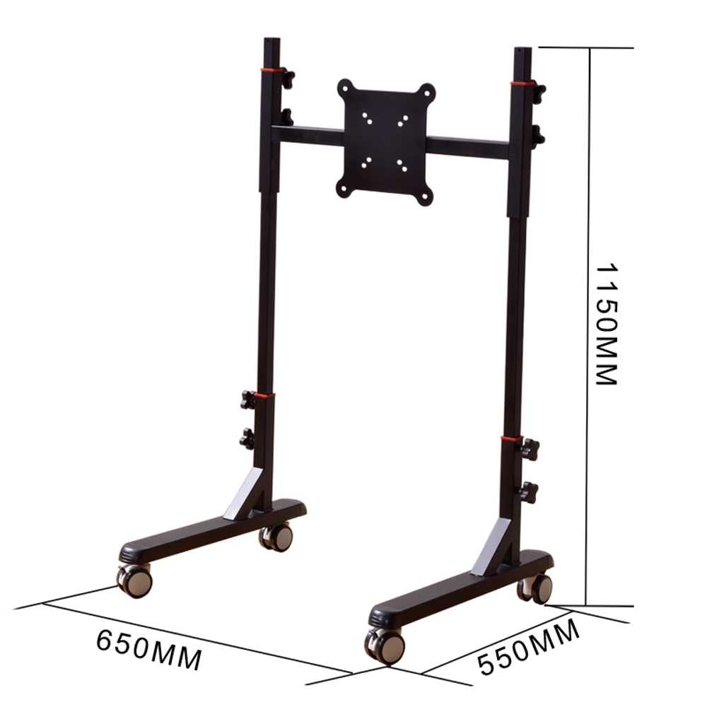 레이싱 게임 모니터 거치대 스탠드 바퀴 자동차 운전 65cm / 블랙 34인치 이하 - 상세 이미지 5