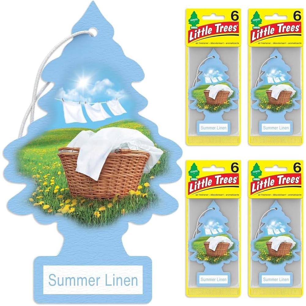 Little Trees 판지 걸이식 자동차, 청정제, 여름 사무실 팩) 공기 및 가정 (24개 리넨 Linen 6 Count (Pack of 4) - 상세 이미지 3