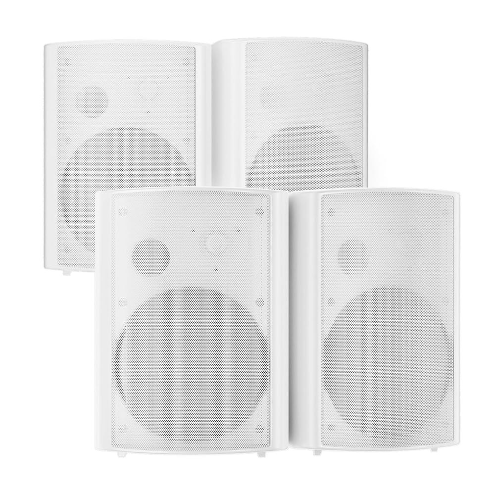 스튜디오파이닉스 800W 6.5인치 블루투스 실외 스피커 방수 유선, 다기능 앰프 벽걸이 풍향 시스템(파티오 가든 풀사이드 홈용) (스피커 4개, 흰색) White - 상품 이미지