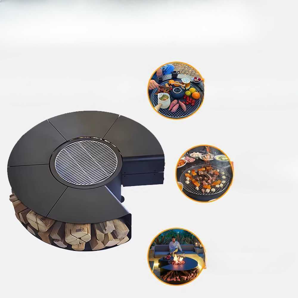 대형 스토브 캠프파이어 테이블 바베큐 화로대 난로 700mm 화로+망+커버 - 상세 이미지 4