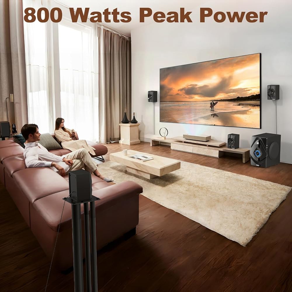 밥토 홈 시어터 시스템 무선 후면 위성 스피커 800W 6.5인치 서브우퍼 5.1/2.1 HDMI ARC 광학 블루투스 입력이 있는 채널 서라운드 사운드 - 상세 이미지 2