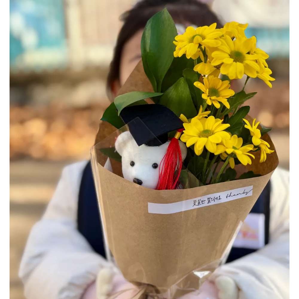 어린이 졸업 꽃다발 곰인형 미니 꽃다발 유치원 어린이집 졸업식