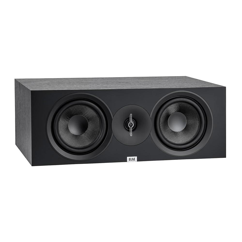 ELAC 데뷔 3.0 DC63-BK 센터 채널 스피커, 블랙 애쉬 - 1 u201D 알루미늄 돔 트위터 및 듀얼 6.5 아라미드 섬유 우퍼 양방향 베이스 리플렉스 50Hz ~ 38 - 상품 이미지