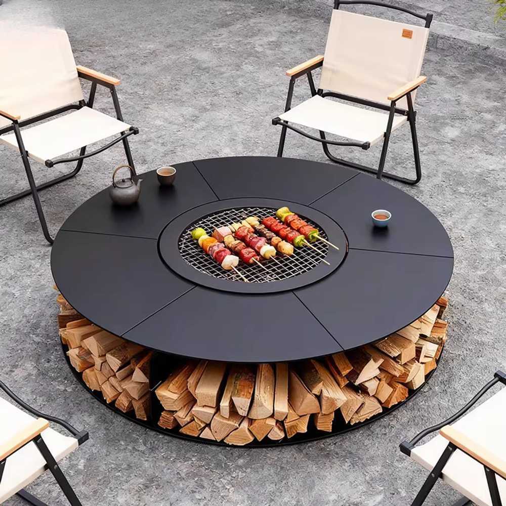 화로대 대형스토브 캠프난로 바베큐 테이블 세트 700mm 턱 모양 - 상세 이미지 3