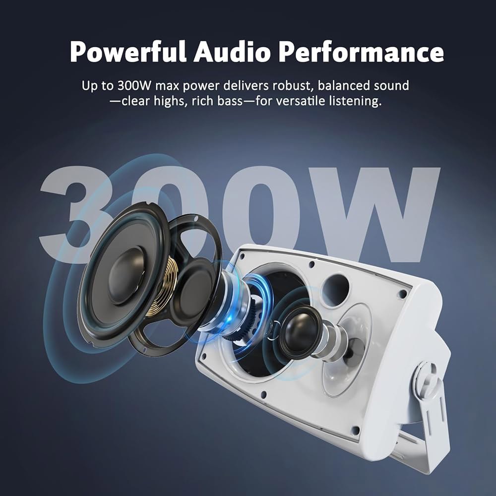 스튜디오파이닉스 8인치 600W 야외 블루투스 스피커 방수 유선, 벽걸이 시스템으로 넓은 공간(상업 지역, 뒷마당, 강당)에 이상적입니다 Black - 상세 이미지 3