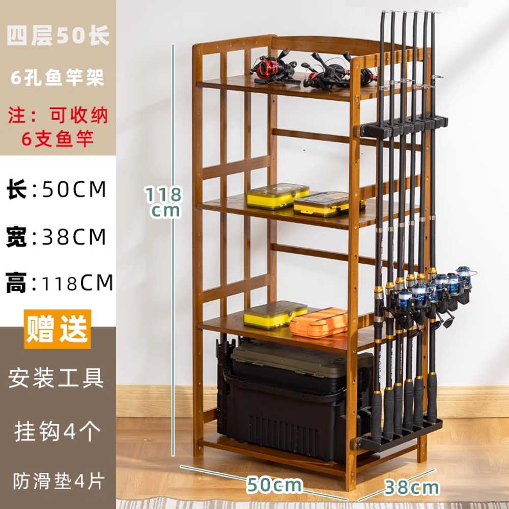 낚시 진열대 로드랙 릴 원목 조립식 스피닝 보관 민물 50cm 3단 / 6구 이미지 8