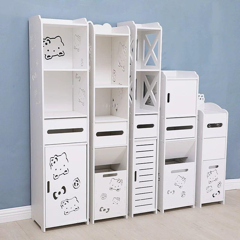 욕실수건보관함 욕실앞수건장 스탠드 선반 캐비닛 120x15.5x25 문포함 - 상품 이미지