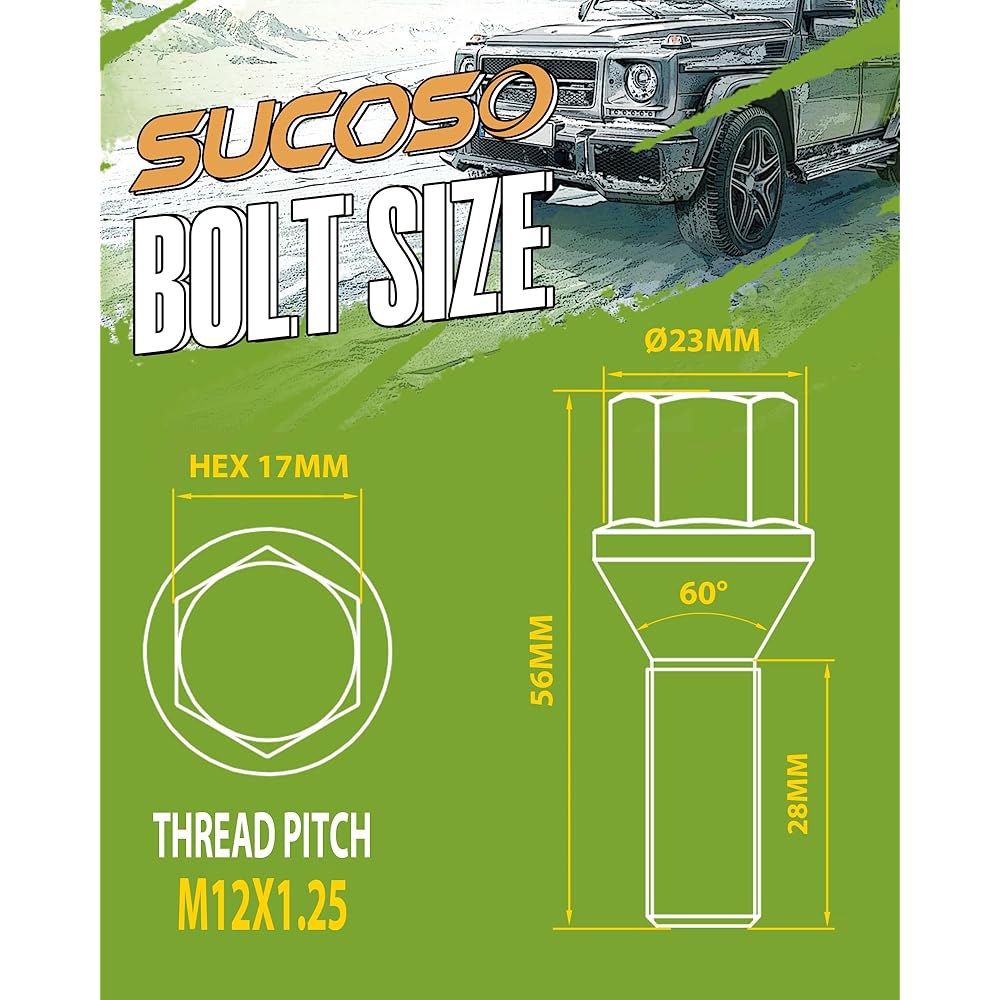 지프 레니게이드 체로키용 M12x1.25 러그 스터드 휠 볼트, 교체 원피스 200용, 다트 디자인 20피스 x OE#53182366 30.5 1.25인치) 오리지널 나침반 크라이 - 상세 이미지 3