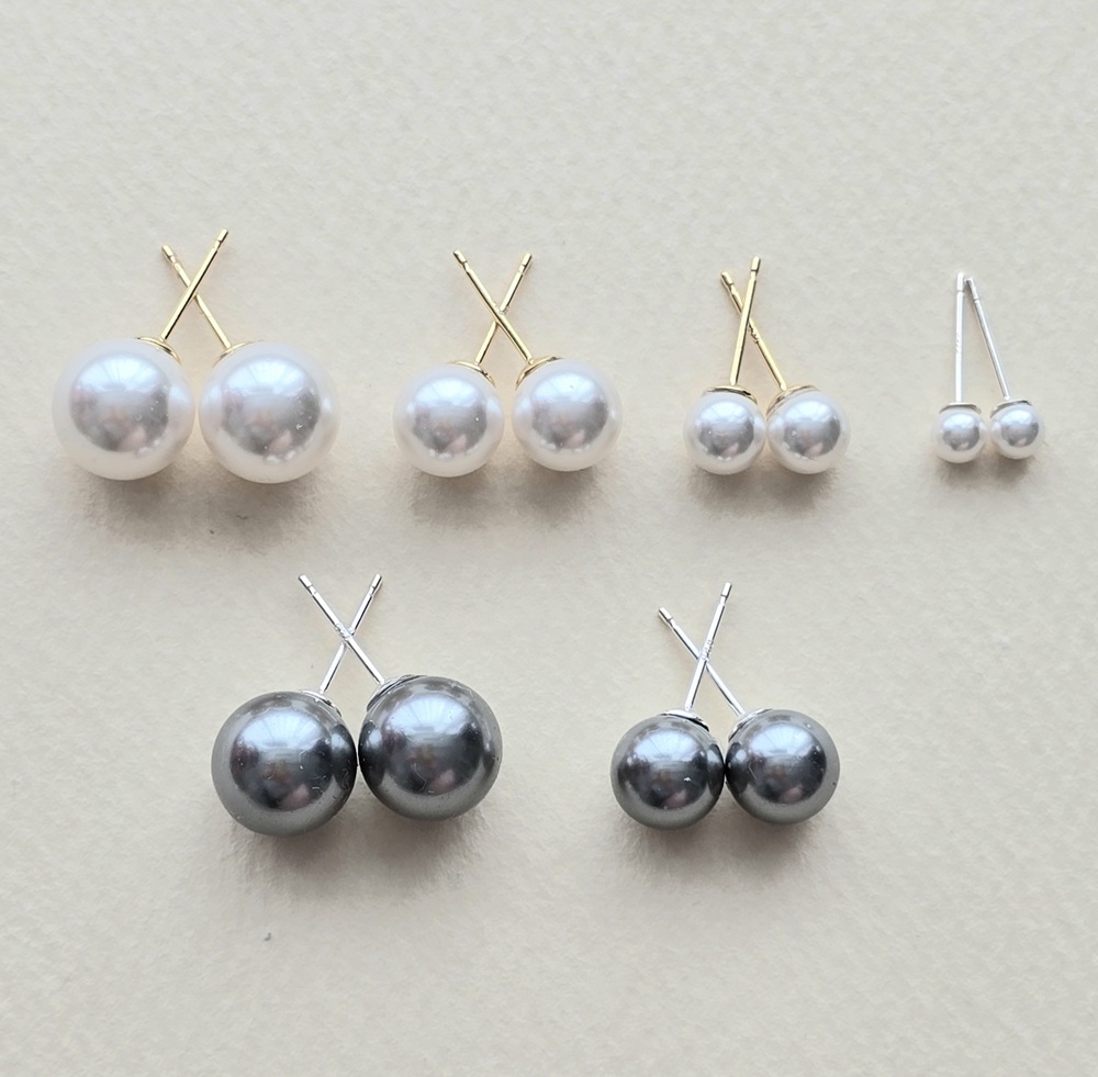 스와로브스키진주귀걸이 4mm 6mm 8mm 10mm 작은 흑진주귀걸이 왕진주