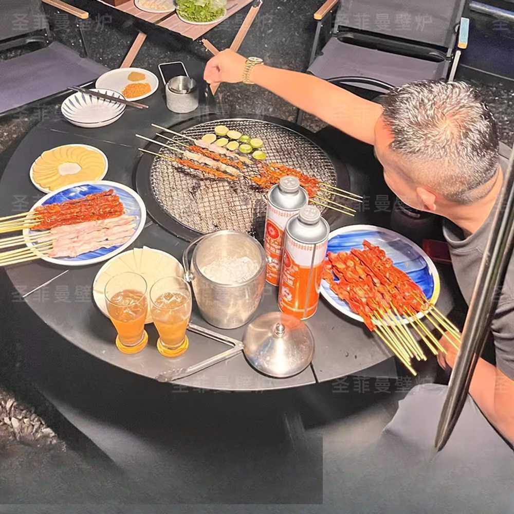 캠프파이어 바베큐그릴 대형난로 화로대 테이블형 900mm 홈 - 상세 이미지 4