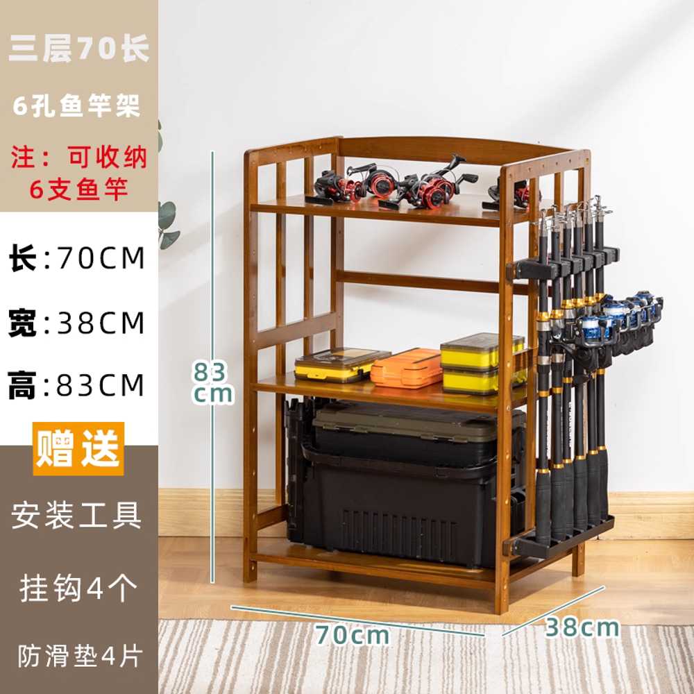 낚시 진열대 로드랙 릴 원목 조립식 스피닝 보관 민물 50cm 3단 / 6구 이미지 7