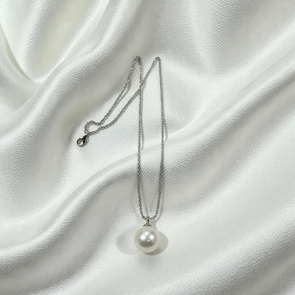 천연 담수진주 14mm~12mm  실버(925)체인 목걸이 - 상세 이미지 2