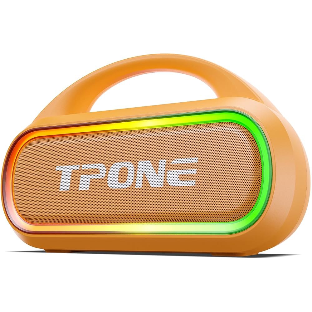 TPone 휴대용 블루투스 스피커, 실외용 30W(피크) 무선 최대 12시간 재생 시간, IPX5 방수 및 조명, TWS 페어링, 가정/파티/야외/해변, 생일 선물(피치 퍼즈) - 상품 이미지