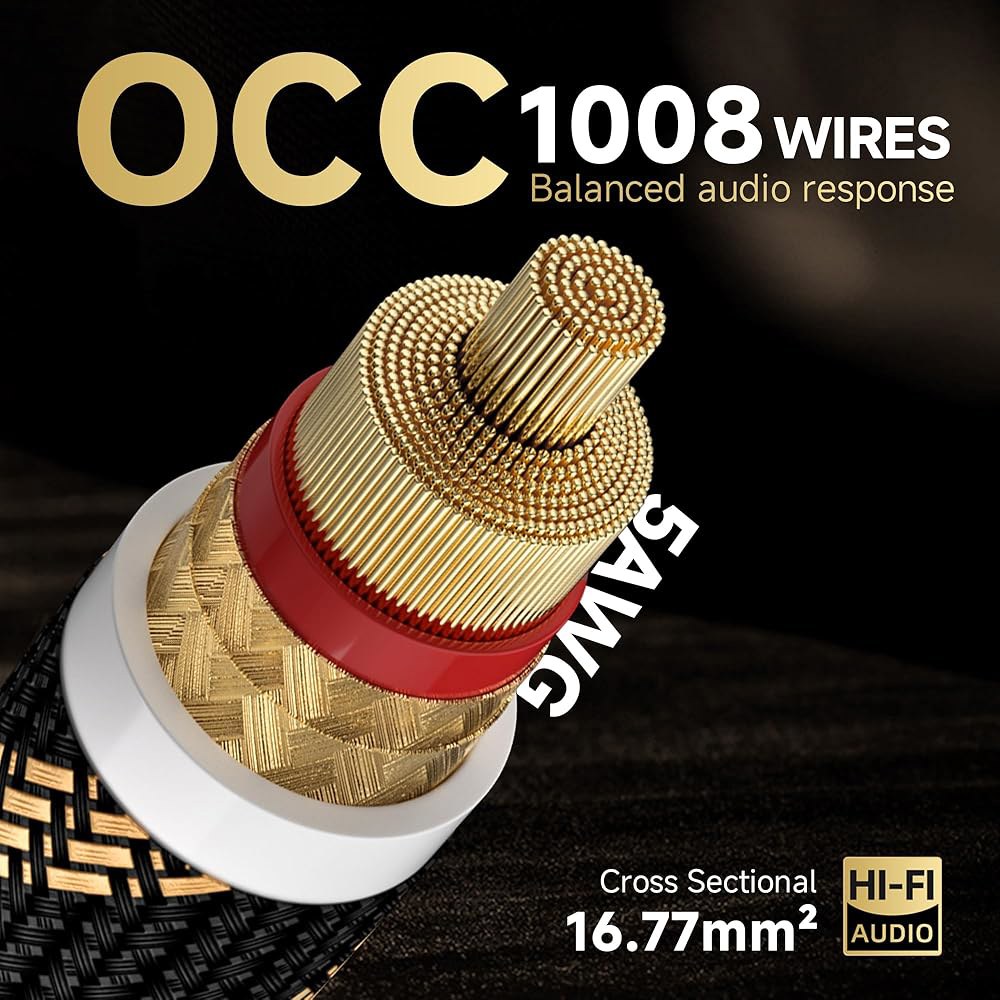 오디오 애호가, OCC 코어, 듀얼 차폐 바나나 플러그 케이블용 및 스페이드 플러그가 포함된 TODN 애호가 스피커 케이블(6.5피트/2m, 케이블 1개) - 상세 이미지 2