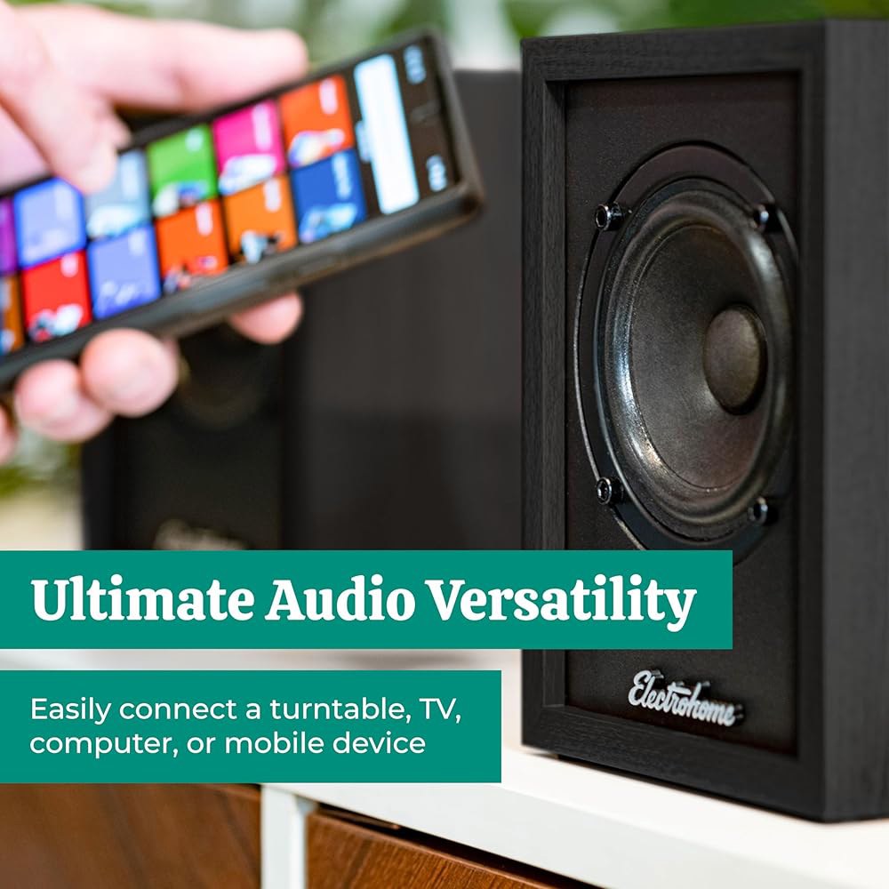 블루투스 5, RCA 및 Aux(EB10B)를 특징으로 하는 턴테이블, TV, PC 무선 음악 스트리밍을 위한 앰프 3인치 드라이버가 내장된 일렉트로홈 헌틀리 전원 책장 스피커 - 상세 이미지 3