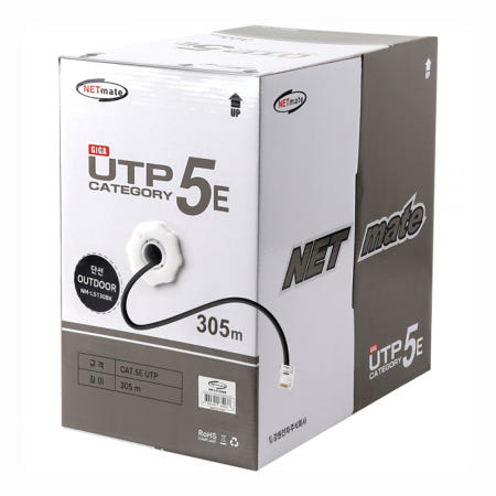 옥외용 UTP 케이블 CAT5E 랜선 옥외 UTP 랜케이블 박스 305m, 블랙