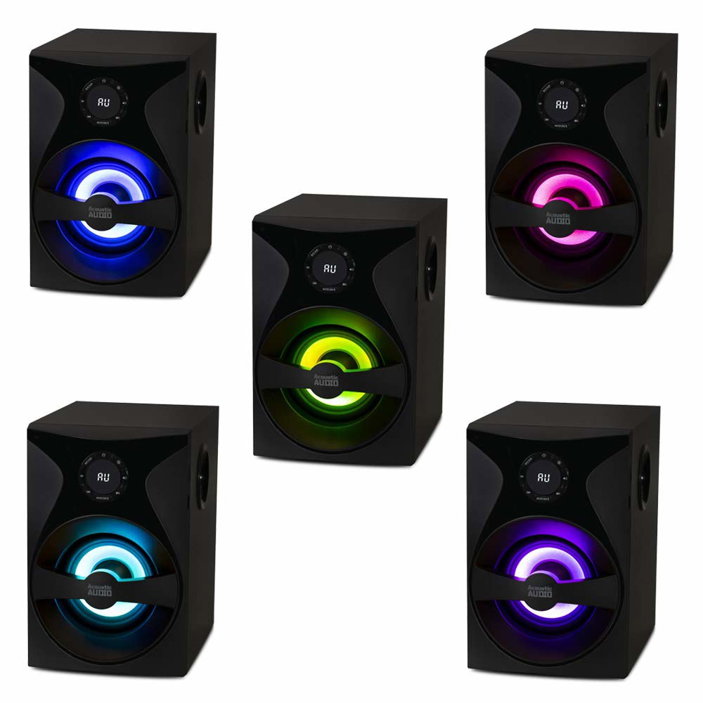 골드우드 블루투스 2.1 서라운드 사운드 시스템, LED 조명 디스플레이, FM 튜너, USB/SD 카드 입력 - 멀티미디어 PC 스피커 세트, 리모컨 포함 AA2400 블랙 - 상세 이미지 2