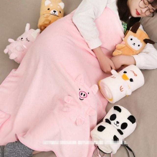 담요 사무실 차량용 극세사 캐릭터 무릎 사은품 학생 선물 개별포장 브라운양 - 상품 이미지