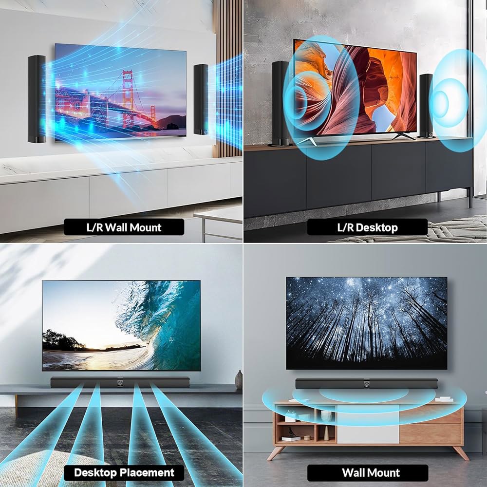 스마트 TV용 어시스턴트러스트 사운드 바, 블루투스 /ARC /Opt /AUX Connect가 포함된 80W 다이내믹 볼륨 부스트, 3가지 이퀄라이저 모드, TV /PC /게이밍 - 상세 이미지 3