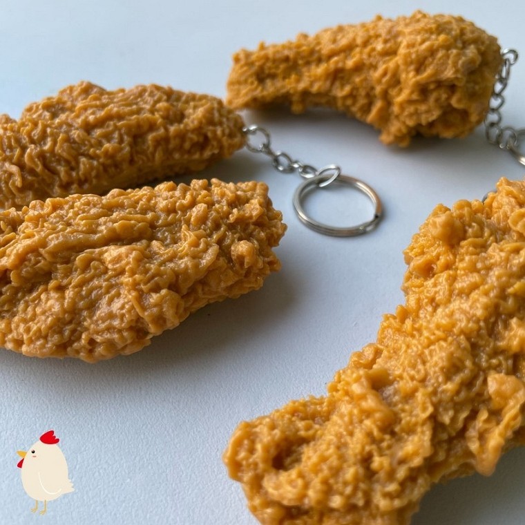 음식모형 프라이드치킨 닭다리 닭날개 키링 - 상품 이미지