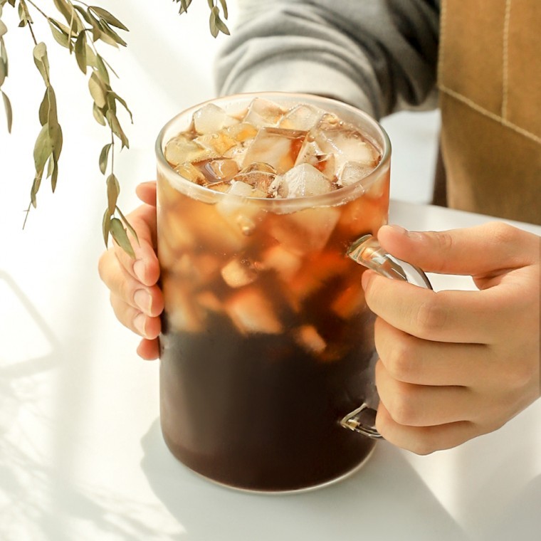 홈카페 손잡이 투명 내열유리컵 1000ml - 상품 이미지