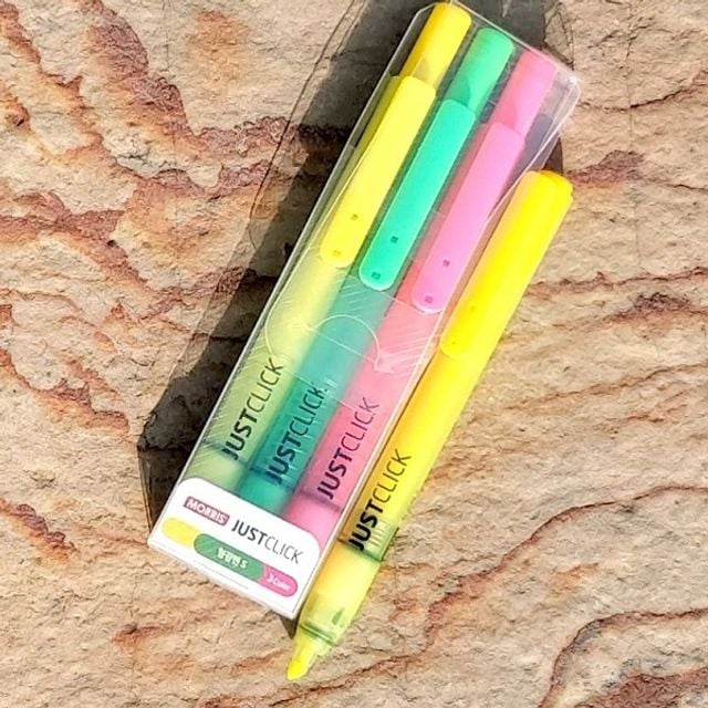 모리스 JUSTCLICK 노크식 Slim 형광펜 S-Vivid 3색set - 상품 이미지