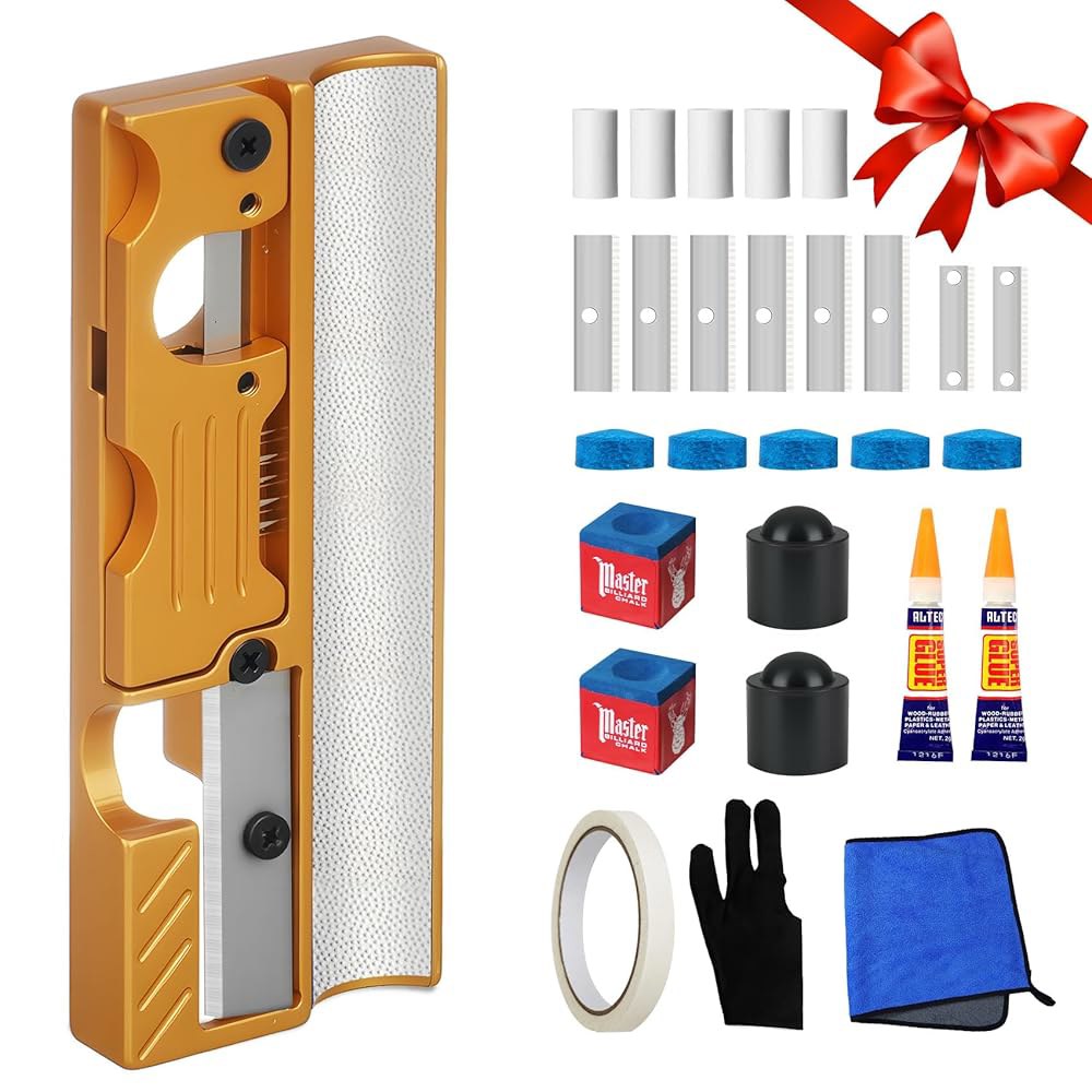 Bvrocio 11-in-1 Aluminum Alloy 포켓볼 Blue & - All-in-One Shaper Maintenance Players, Tool Tips 큐 Repla - 상품 이미지