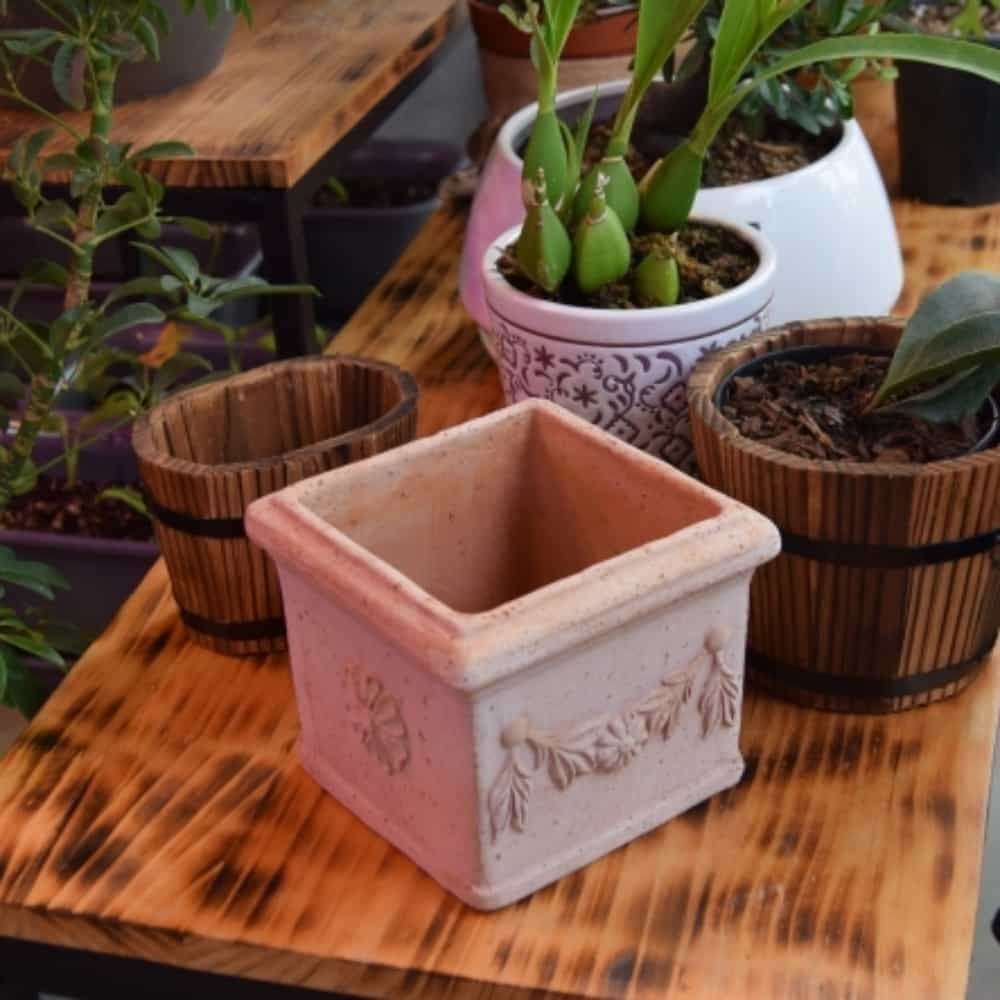 수제 토분 15x15x12cm 황토화분 스투키토분 모던화분 - 상품 이미지