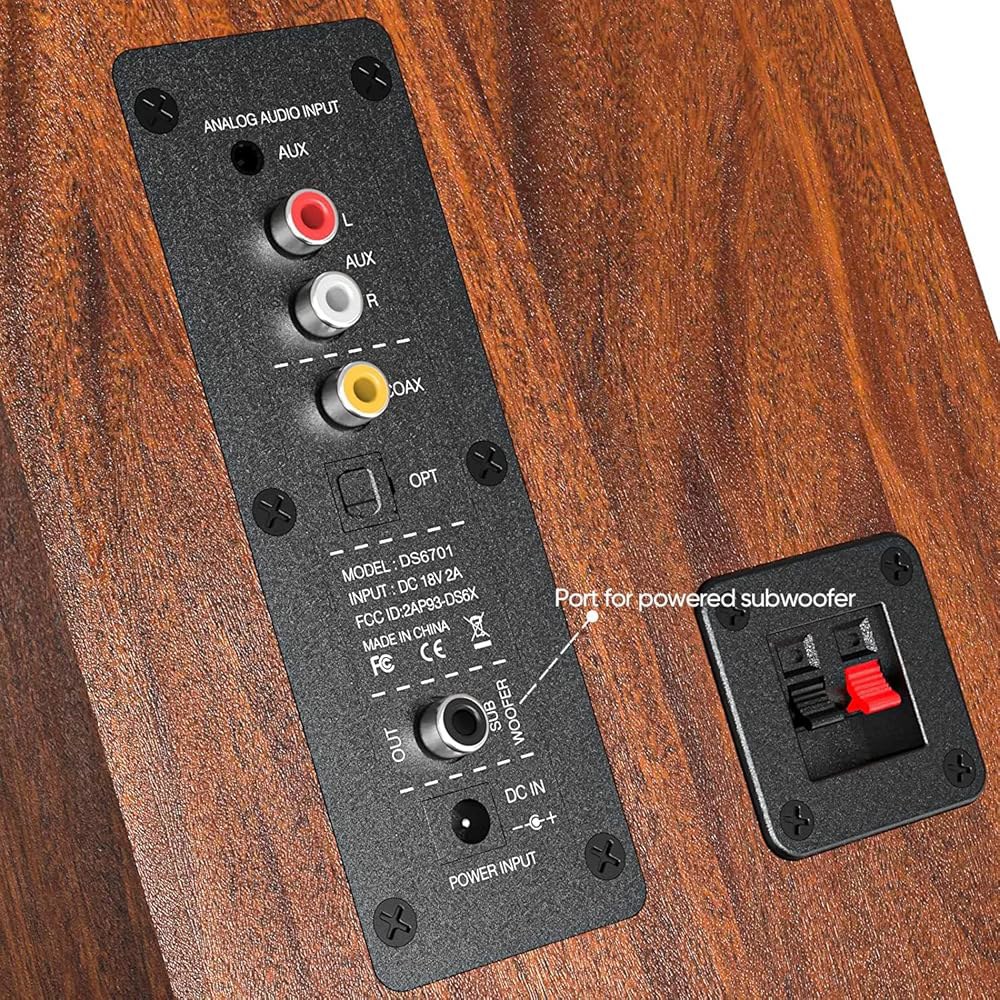 사이인 블루투스 책장 스피커, 40W X 2 전원 TV 4인치 우퍼, 광/AUX 입력/서브우퍼 라인이 있는 턴테이블 스피커 PC 및 TV용 3.5 Inch Woofer - 상세 이미지 3