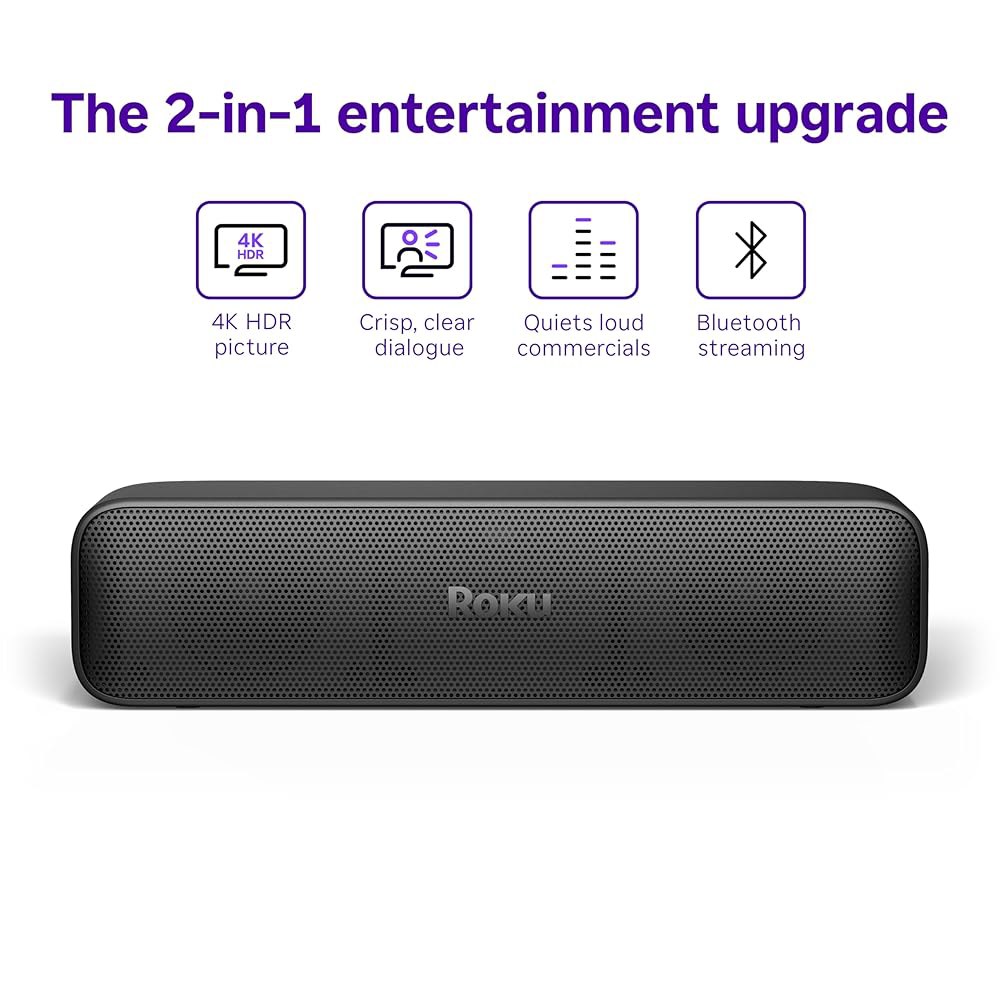 Roku Streambar SE | 4K / HD HDR 스트리밍, 프리미엄 스피커, 선명하고 선명한 대화를 위한 향상된 음성 명료성을 갖춘 2-in-1 TV 사운드바 - 빠른 - 상세 이미지 3