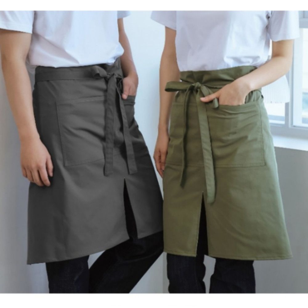 3색 1개 100x60 앞트임 허리 앞치마 하프 반앞치마 홀 블랙