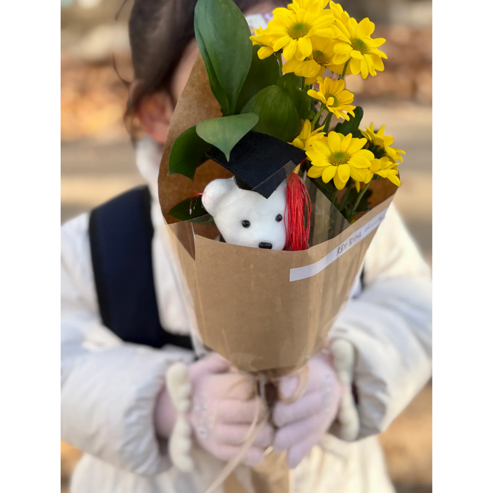 어린이 졸업 꽃다발 곰인형 미니 꽃다발 유치원 어린이집 졸업식