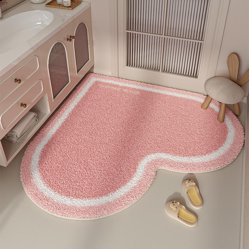핑크 하트 욕실 발매트 욕실용 미끄럼방지 발판 핑크 하트 100 x 100cm - 상품 이미지