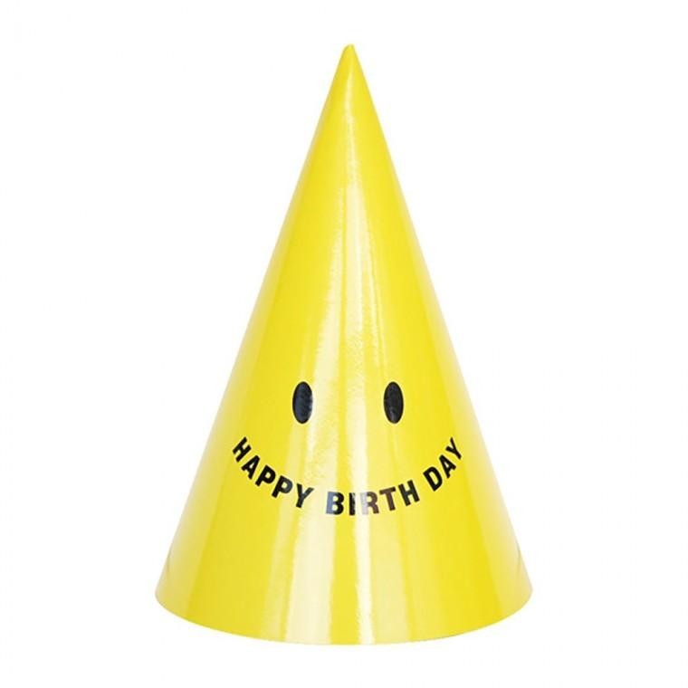 스마일생일고깔모자 옐로우(6개입) 파티 축하 꼬깔 - 상품 이미지