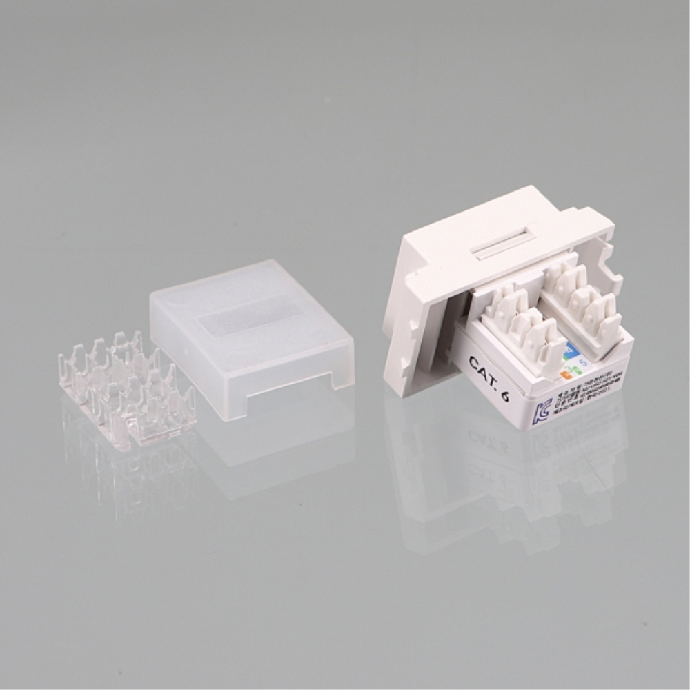 가온전선 UTP CAT.6 8핀 W01 대각플레이트 RJ45 랜선 모듈러잭 커넥터 50개 - 상세 이미지 3