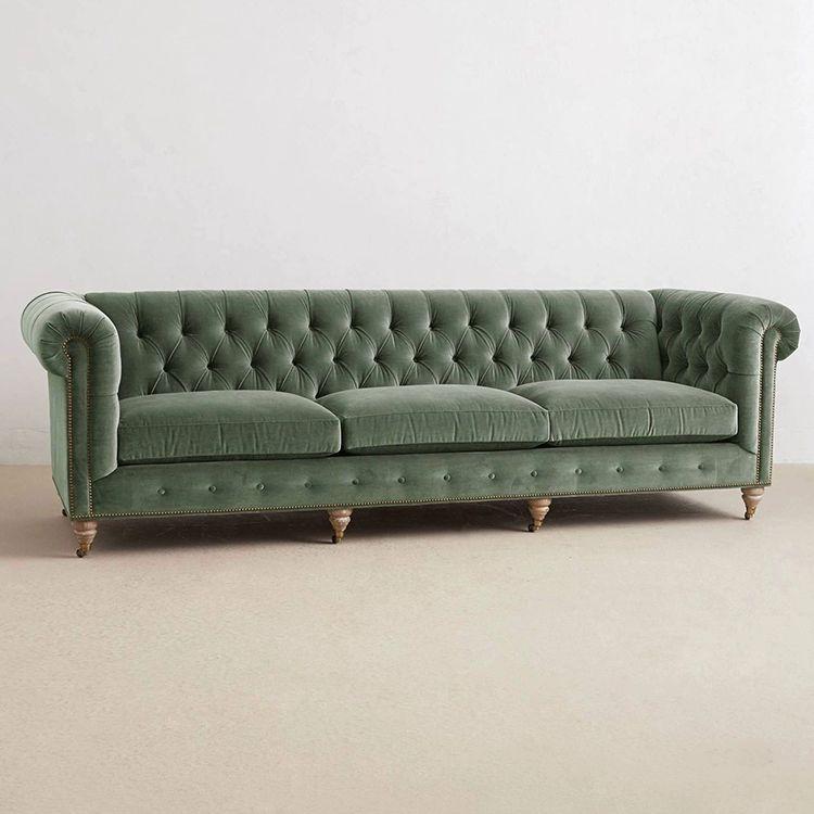 북유럽 엔틱 패브릭 벨벳 거실 팔걸이 소파 라이트그레이 2인용 160x85x80 - 상세 이미지 2