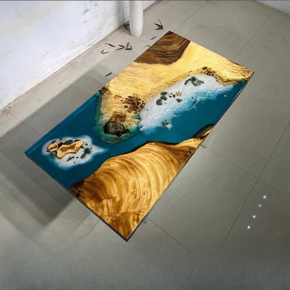 레진 테이블 우드 슬랩 투명 상판 인테리어 가구 A형 120x60x5cm - 상세 이미지 4