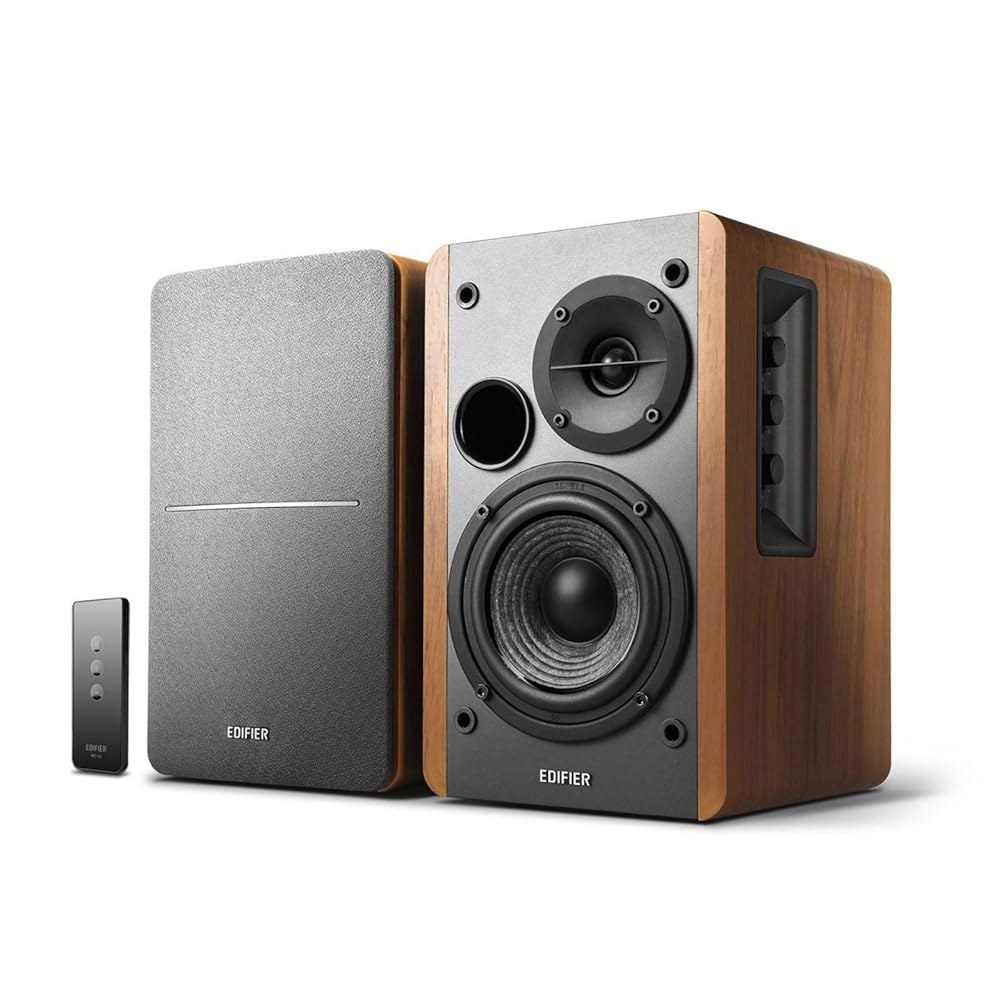 Edifier R1280T 전원 책장 스피커 - 2.0 액티브 근거리 스튜디오 모니터 나무 인클로저 42와트 RMS - 상품 이미지