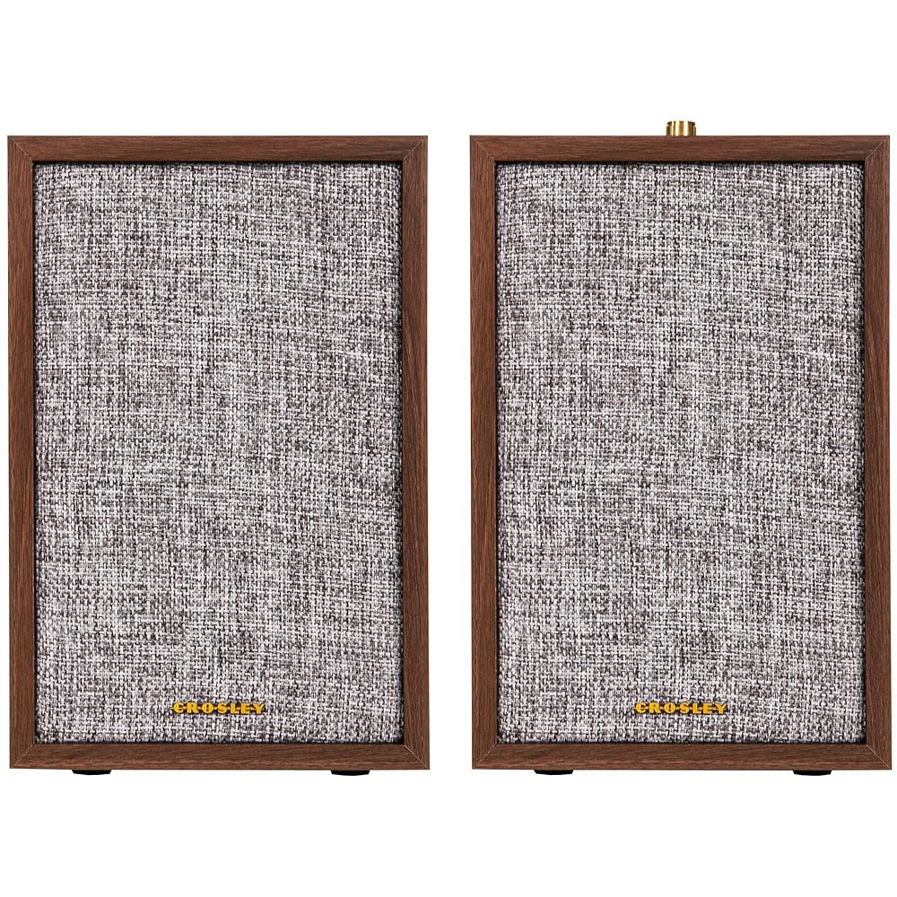 광학, USB 및 보조 연결이 있는 Crosley S200A-WA 4인치 액티브 파워 블루투스 스테레오 스피커, 호두 Black - 상세 이미지 2