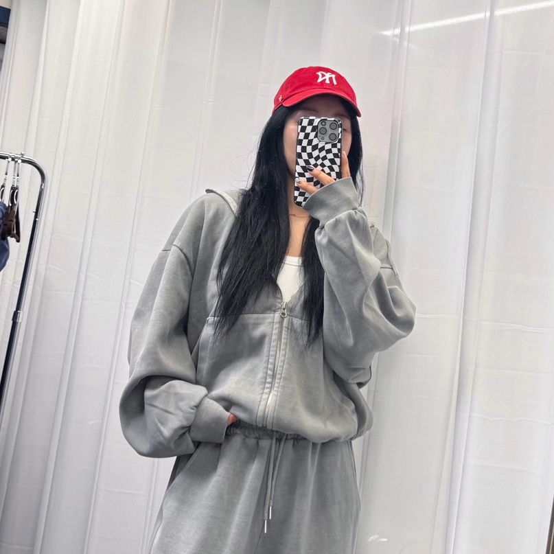 (남녀공용)4color 피그먼트 후드집업 점퍼 커플룩 오버핏 빅사이즈 트레이닝세트