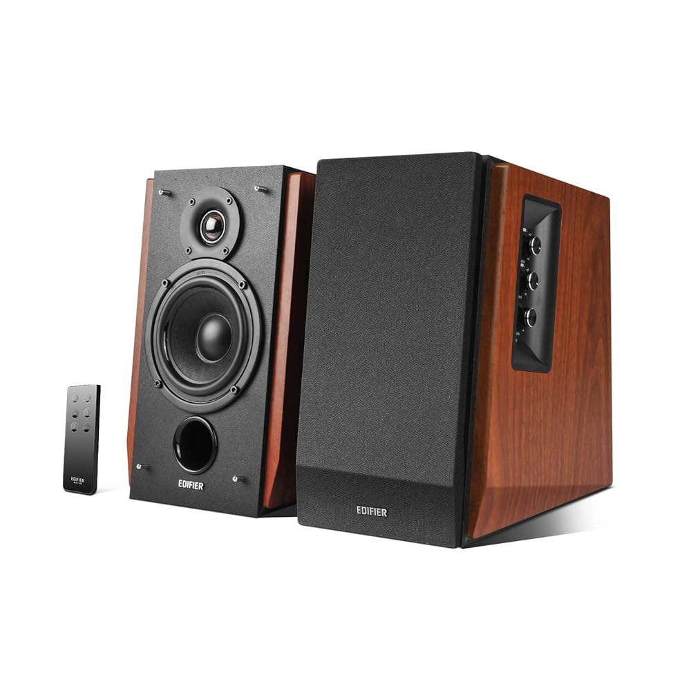 Edifier R1700BT 블루투스 책장 스피커 - 활성 근거리 스튜디오 모니터 전원 2 설치 나무 인클로저 66w RMS black and walnut - 상품 이미지