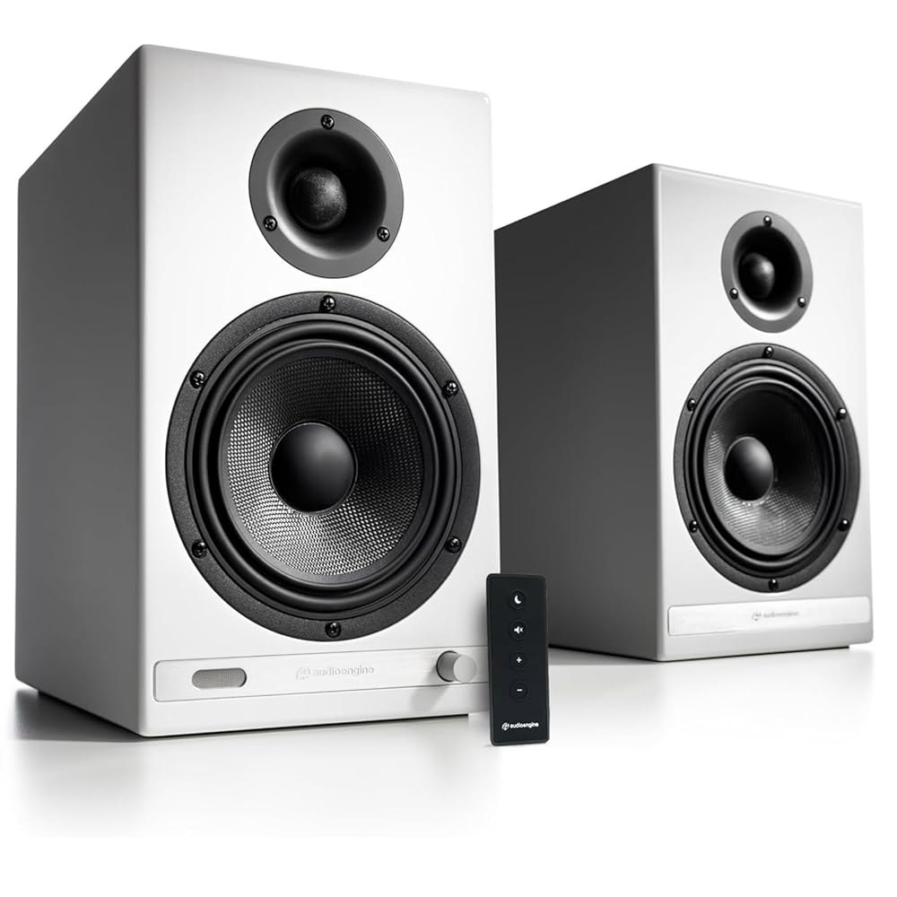 오디오 엔진 HD6 프리미엄 24비트 책장 스피커 - 무선 150W 블루투스 강력한 홈 음악 시스템 시어터 시스템, 스튜디오 모니터 Black - 상품 이미지