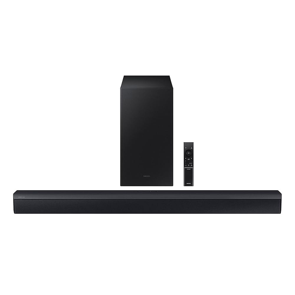 삼성 HW-C450 2.1ch 사운드바, DTS Virtual X, 서브우퍼 포함, 베이스 부스트, 어댑티브 사운드 라이트, 게임 모드, 블루투스, 무선 서라운드 호환 - 상품 이미지