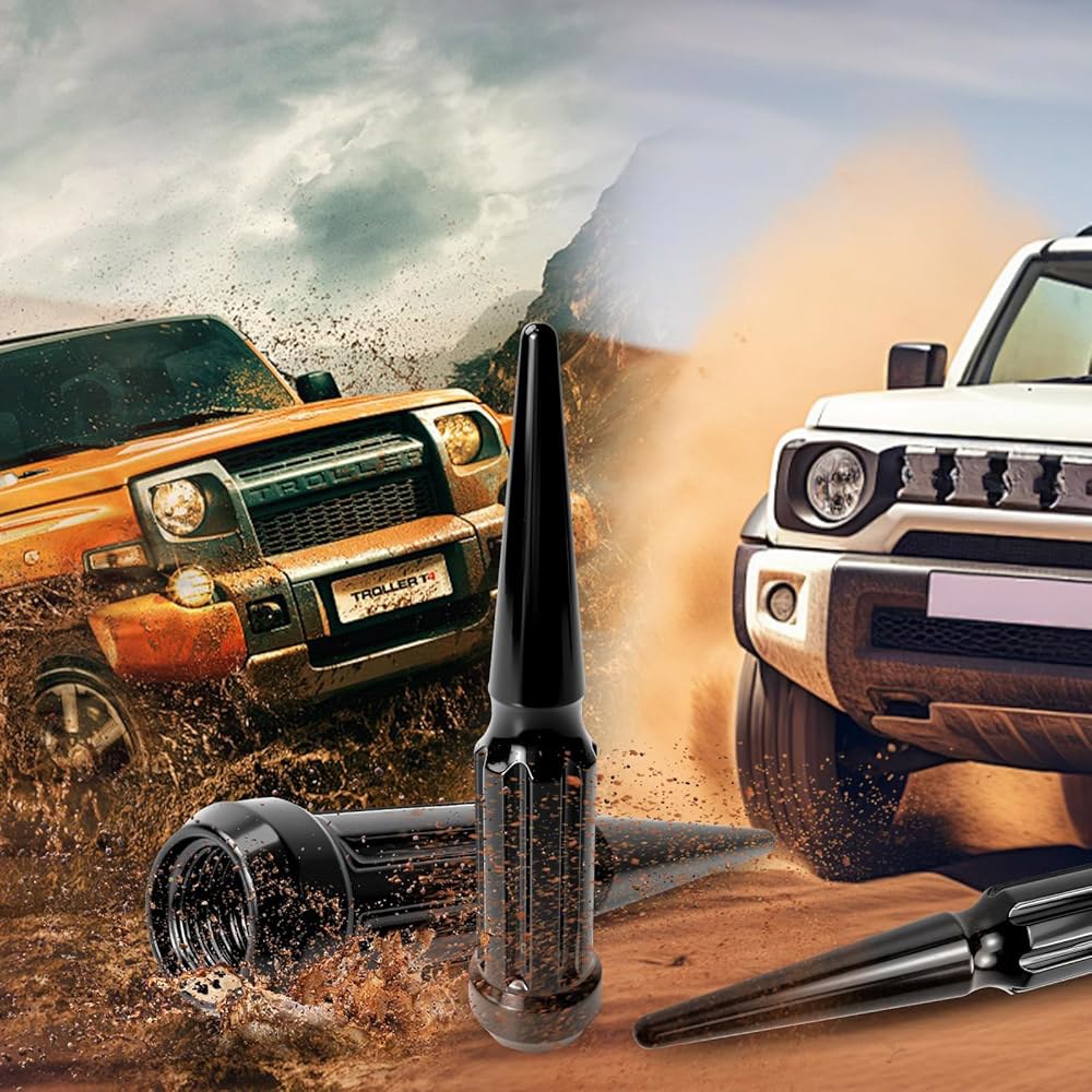 MEILUNBS M14x1.5 스파이크 러그 너트, F150 적합 F250 육각 휠 블랙) 실버라도 3500, 1500 키 소켓 엔드 1.9cm(3/4인치) 휠에 2500 애프터마 - 상세 이미지 3