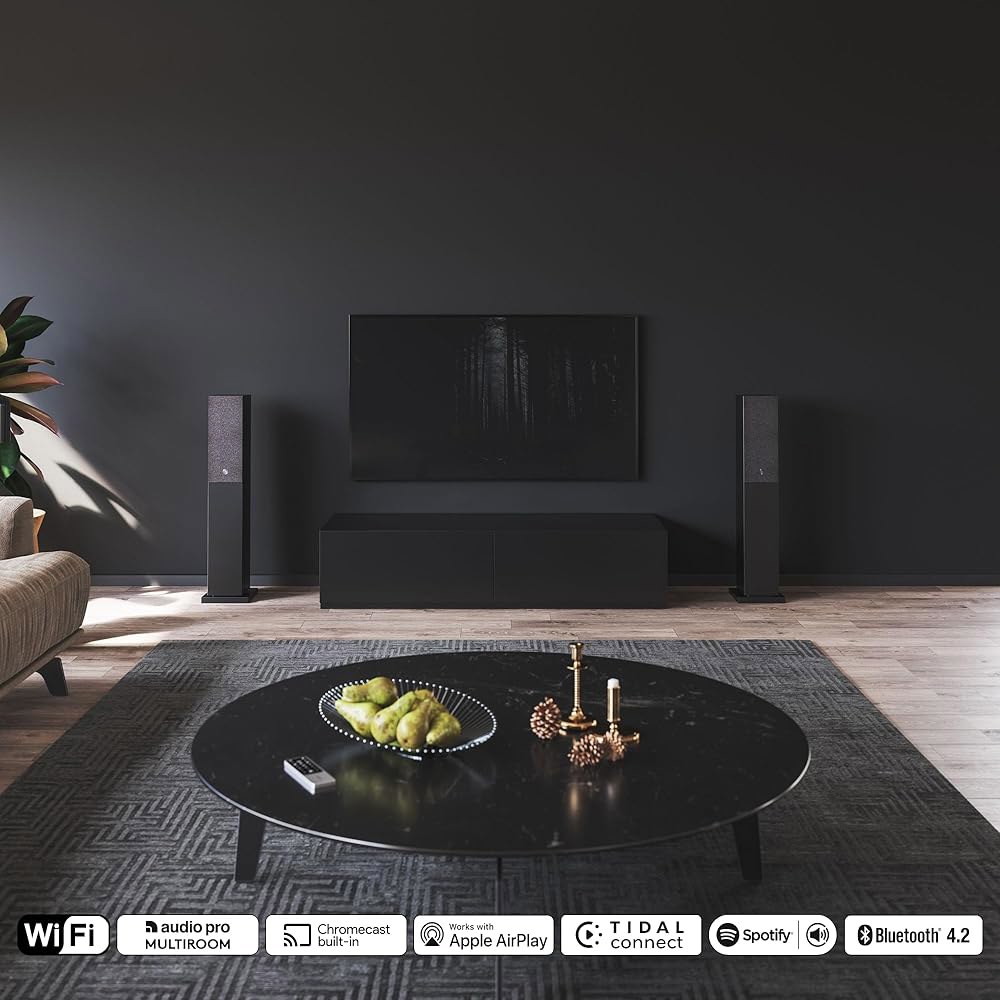 오디오 프로 A38 무선 블루투스 바닥 스탠드 스피커 | WiFi, HiFi, 멀티룸 홈 엔터테인먼트 스테레오 호환 가능 / Airplay 2, Spotify 궁극의 TV 사운드 - 상세 이미지 2